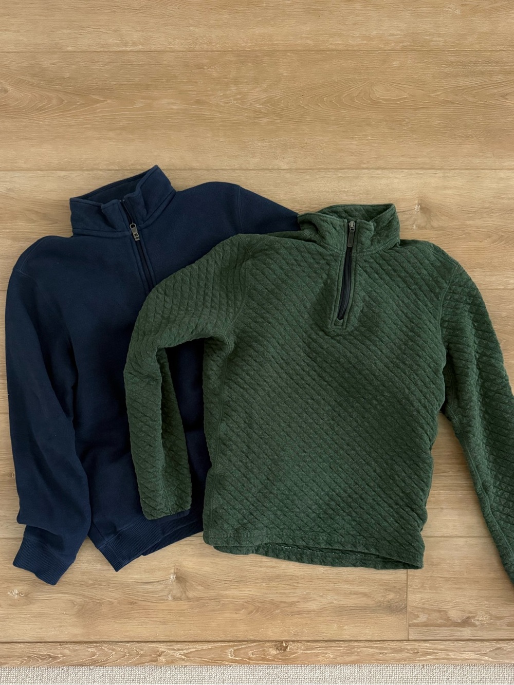 J crew and I on  Men’s Quarter-Zip bundle Sweaters in Navy and Forest Green